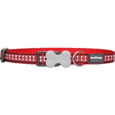 RED DINGO Red Dingo DC-RB-RE-ME Dog Collar Reflective Red; Medium DC-RB-RE-ME
